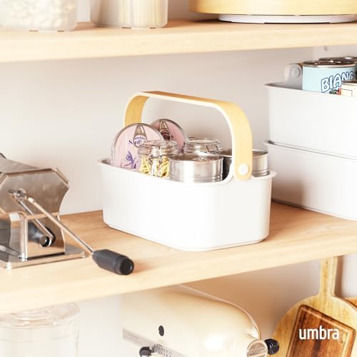 Umbra Bellwood Stackable Bins, Medium, 11x7-Inch, White/Natural