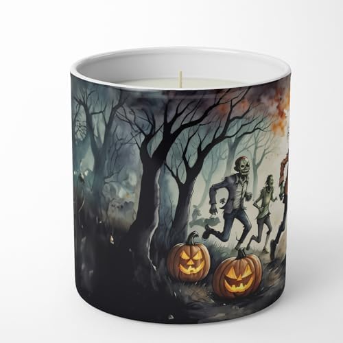 Caroline's Treasures DAC2287CDL Zombies Spooky Halloween Decorative Soy Candle Nature Soy Wax Essential Oil Home Decor Ideal for Bedroom Kitchen Bath Office Gift, 10 oz