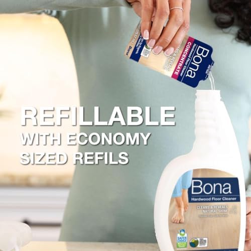 Bona® Hardwood Floor Cleaner Spray - 32 fl oz - Unscented - Includes Filled Bottle + Concentrate Refill for Hardwood Floor Cleaning