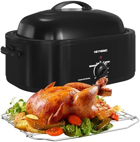 20 Quart Electric Roaster Oven with Self-basting Lid, Turkey Roaster Oven with Removable Pan and Rack, Black by KisstheWaterPatioTool