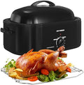 20 Quart Electric Roaster Oven with Self-basting Lid, Turkey Roaster Oven with Removable Pan and Rack, Black by KisstheWaterPatioTool