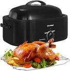 20 Quart Electric Roaster Oven with Self-basting Lid, Turkey Roaster Oven with Removable Pan and Rack, Black by KisstheWaterPatioTool