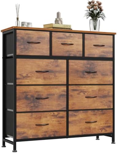 Fabric Dresser for Bedroom with 9 Drawers, Storage Tower