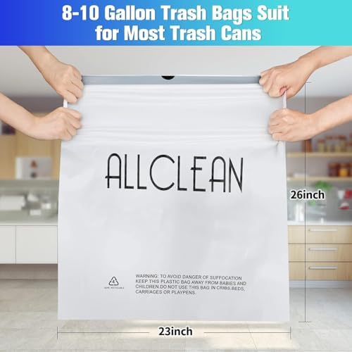 Trash Bags 10 Gallon Medium Kitchen Drawstring Garbage Bag Fit 8-10 Gal Bin