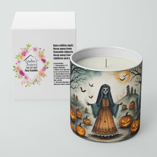 Caroline's Treasures DAC2254CDL La Llorona Skeleton Spooky Halloween Decorative Soy Candle Nature Soy Wax Essential Oil Home Decor Ideal for Bedroom Kitchen Bath Office Gift, 10 oz