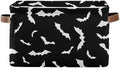 Halloween Black Bat Storage Basket Fabric Kitchen Baskets Spooky Happy Halloween Open Home Storage Bins Boxes Foldable Organizer Bag for Baby Cloth Pet Toy Book Shelf Closet Baskets 2 Pack 16×12×8