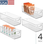 iDesign Plastic Stackable Pantry Bin with Handles, Set of 4, Clear