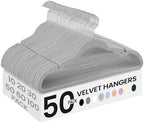 SONGMICS Velvet Hangers 50 Pack, Non-Slip Clothes Hangers, Dove Gray