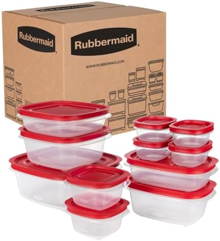 Rubbermaid EasyStore Rectangle and Square Containers, 22-Piece Set, Food Storage Containers with Lids