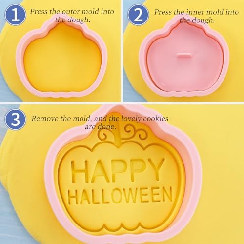 8Pcs Halloween Cookie Cutters 3D Cat Skull Witch Owl Coffin Baking Molds - Image 4