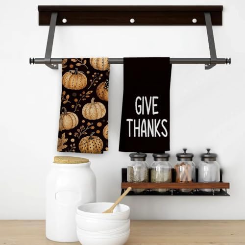 OHSUL Moody Fall Pumpkin Kitchen Dish Towels Dishcloth 16x24 Inch Set of 2 - Image 5
