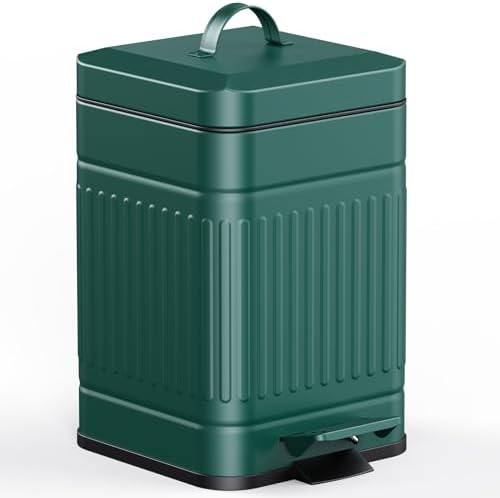 CEROELDA Small Trash Can with Lid-1.3 Gal, Dog Poop Trash Can Outside-Green