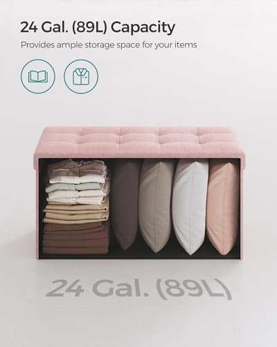SONGMICS 30 Inches Folding Storage Ottoman Bench, Load 660 lb