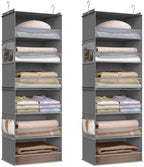 SONGMICS Widened Hanging Closet Organizer, 6-Tier, Separable，2 Pack
