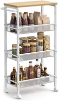 VASAGLE 4-Tier Slim Rolling Storage cart with Wheels, 8.7 Inches, Metal