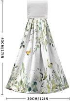 Eucalyptus Leaves Green Hanging Kitchen Towels Flowers Butterfly Hand Towels with Hanging Loop Sage Leaf Summer Dish Towel Washcloth Soft Tie Towel for Bath Kitchen