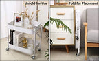 Melody House 2-Tier Metal Folding Rolling Cart, Mobile Utility Cart Trolley - Image 3