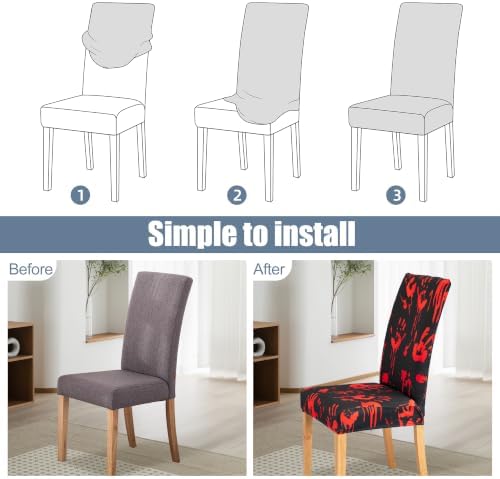 Halloween Chair Covers, Spooky Dining Chair Slipcovers, Stretch Fit