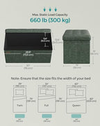 SONGMICS Storage Ottoman Bench, 30 Inches Folding Foot Rest Stool