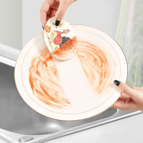 YETTASBIN Thanksgiving Turkey 3PCS Wood Pulp Scrub Sponges, Reusable Absorbent Household Cleaning Sponge Non-Scratch Kitchen Dish Sponges, Multi-Surface Safe Scrubber for Nonstick Pans, Pots - Image 5