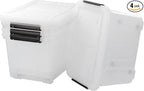 Bringer 4-Pack 30 L Clear Plastic Storage Box, Large Wheeled Storage Bin by Bringer