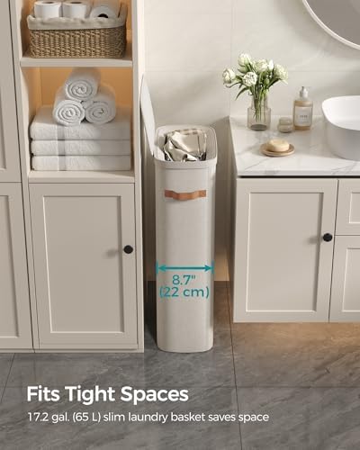 SONGMICS Laundry Basket, 65L Laundry Hamper with Lid, 1 Removable Liner Bag
