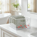 iDesign Bathroom Organizer Bin, Clear/Cherries
