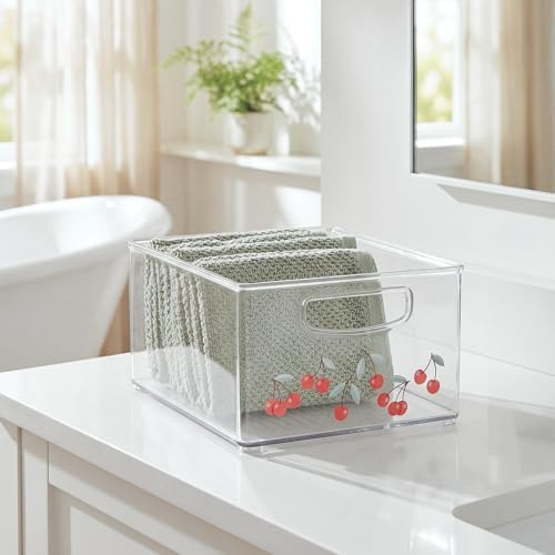 iDesign Bathroom Organizer Bin, Clear/Cherries