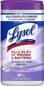 Lysol Disinfecting Wipes, Multi-Surface Cleaner, Morning Breeze, 80 Count (Pack of 6)