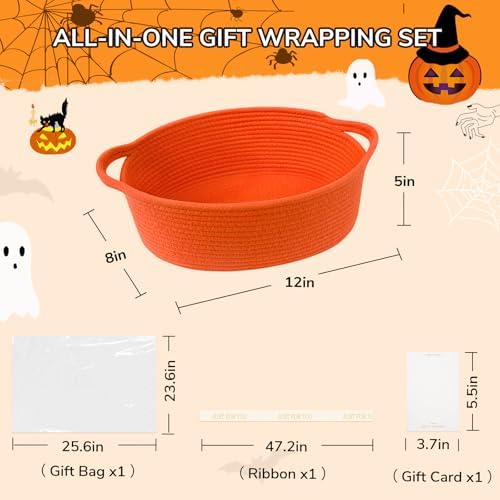 CHICVITA Halloween Basket for Gifts, Boo Basket for Gift Empty,Orange