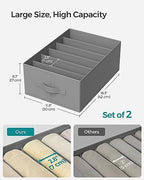 SONGMICS Set of 2 Foldable Wardrobe Clothes Organizers, 6-Compartment