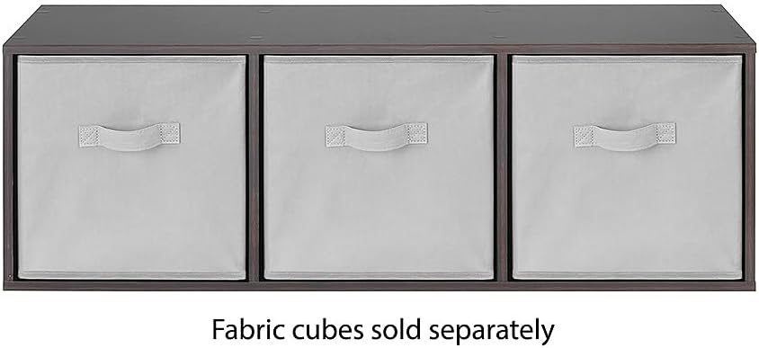 Whitmor 3 Cube Storage Organizer, 3 Tier Stackable MDF Wood Bookcase, Open Storage Display Bookshelf, Storage Cabinet for Living Room, Bedroom, Home, Office, 12.2" L x 11.7" W x 35.6" H, Espresso