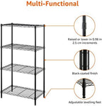 Amazon Basics 4-Shelf Steel Wire Storage Shelves for Garage, Adjustable Metal Shelving Unit, 200 lbs Per Shelf, 23.2" W x 48" H x 13.4" D, Black