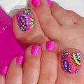 24PCS Hot Pink Press on Toenails Short Square Fake Toenails Summer False Toe Nails with Colorful Flower Design Glue on Toenail Artificial Beach Flower Full Cover Toenail Acrylic Toenails for Women by Unknown