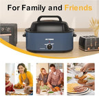 Roaster Oven 28 Quart, Electric Roaster Pan with Visible & Self-Basting Lid, Large Stainless Steel Electric Turkey Roaster Oven Defrost Warm Function, Removable Pan Rack, Fits Turkeys Up to 30LB, Blue - Image 5