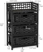 Household Essentials Woven 3 Drawer Chest with Cutout Handles