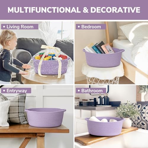 CHICVITA Large Gift Basket Empty with Bags & Ribbon for Baby Shower, Purple