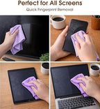 KitchLife Microfiber Cleaning Cloth Roll, 100 Pack - Tear-Away Microfiber Paper Towels, Lint-Free, Reusable, Washable for Kitchen, Car, Dishes, and Sensitive Surfaces (Light Purple)