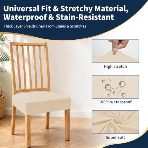 BIETYONE Waterproof Dining Chair Covers, Stretch Seat Protector, Washable