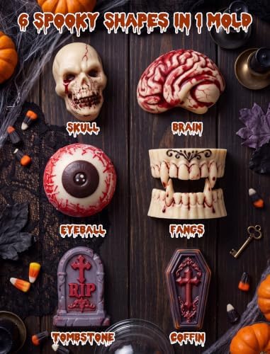NiHome 6-Cavity Halloween Silicone Mold for Baking and Cake Making, Orange