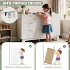 Jocoevol Fluted 6 Drawer Dresser for Bedroom, White