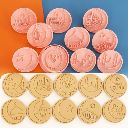 8 Pcs Happy Birthday Cookie Molds New Year Spring Festival 3D Biscuit Mould Baking Tool Easter Cartoon Stamps for Biscuits (Eid al-Fitr E) - Image 6