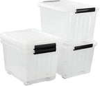 Bringer 4-Pack 30 L Clear Plastic Storage Box, Large Wheeled Storage Bin - Image 7