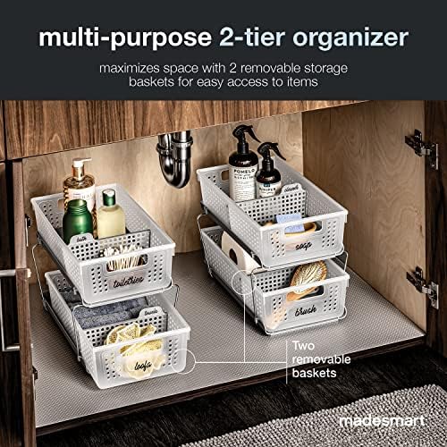madesmart Two Tier Organizer with Dividers, Frost