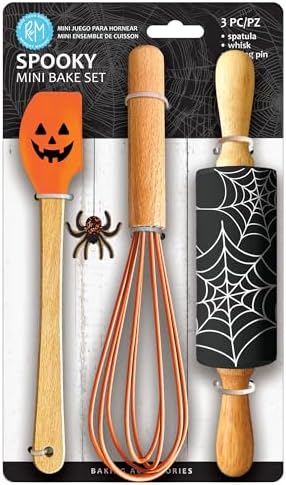 R&M Spooky Halloween 3 Piece Mini Bake Set – Spatula, Whisk & Rolling Pin –Halloween Baking Gift for Kids and Home Bakers