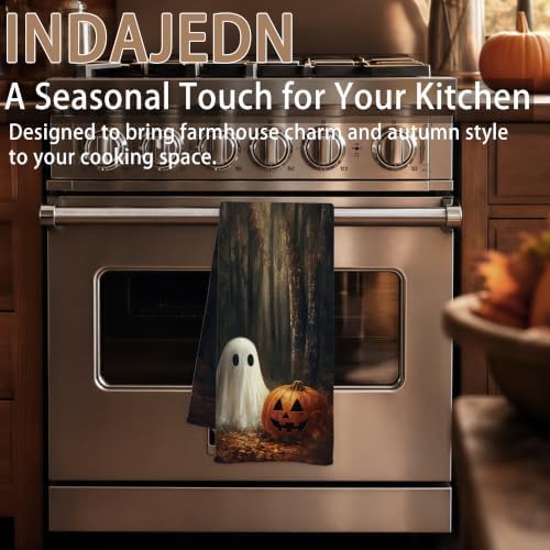 Halloween Ghost Pumpkin Hand Towels, Ghost Halloween Dish Tea Towels for Kitchen Decor, Fall Pumpkin Bathroom Decor, 16x24 Inch - Image 6