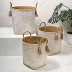 happimess Celia 3-Piece Nesting Storage Baskets 20", Natural/White