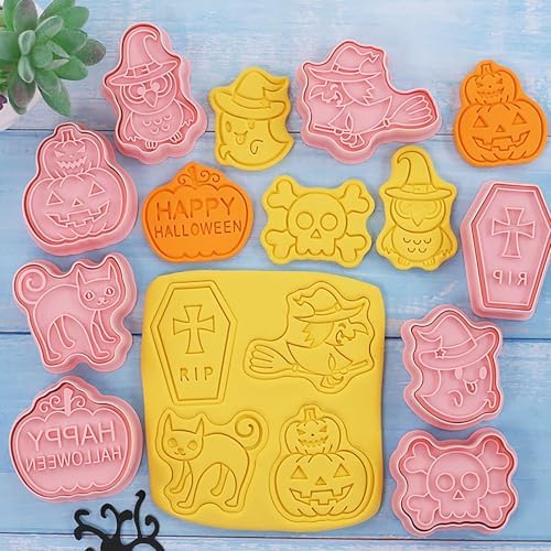 8Pcs Halloween Cookie Cutters 3D Cat Skull Witch Owl Coffin Baking Molds - Image 2