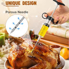 Kingsmile Meat Injector, 1-oz Plastic Marinade Injector, Turkey Injector Syringe - 3 Stainless Steel Meat Needles for BBQ Grill, Meat Injector Syringe for Meat with Cleaning Brush Black - Image 2
