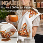 Fall Pumpkin Golden Retriever Kitchen Towels, Golden Retriever Gifts, Farmhouse Autumn Coffee Dog Dish Tea Towels for Kitchen, Halloween Pumpkin Decorative Hand Towel for Bathroom, 16x24 Inch - Image 4